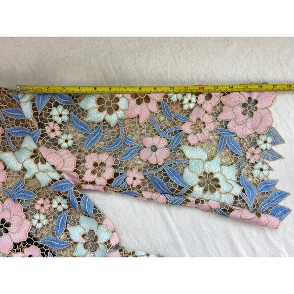 NWT Rich Radi Q's Womens Small Custom Guipure Lace Floral Top Pink Blue Elegant - Picture 12 of 16